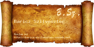 Baricz Szilveszter névjegykártya